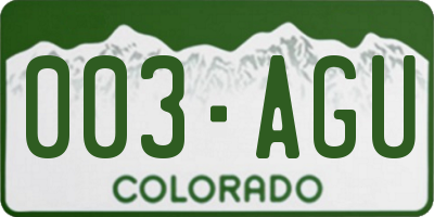 CO license plate 003AGU