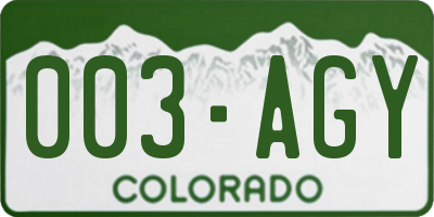 CO license plate 003AGY