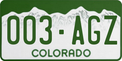 CO license plate 003AGZ