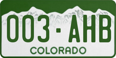 CO license plate 003AHB