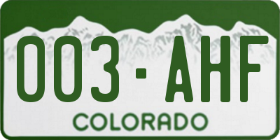 CO license plate 003AHF