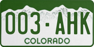 CO license plate 003AHK
