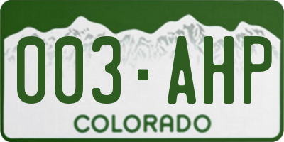 CO license plate 003AHP