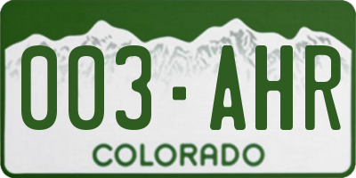 CO license plate 003AHR