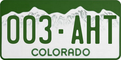 CO license plate 003AHT