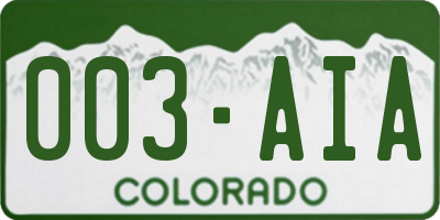 CO license plate 003AIA