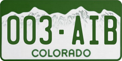 CO license plate 003AIB