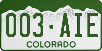 CO license plate 003AIE