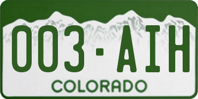 CO license plate 003AIH
