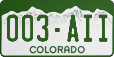 CO license plate 003AII