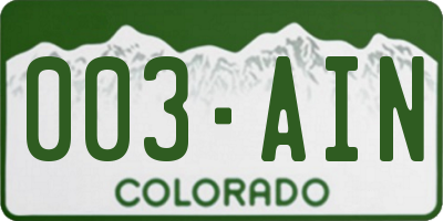 CO license plate 003AIN