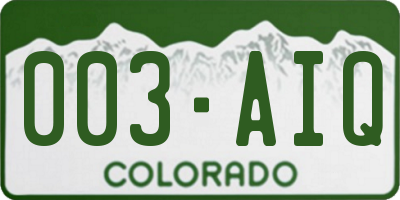 CO license plate 003AIQ