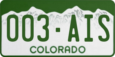 CO license plate 003AIS