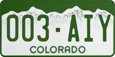 CO license plate 003AIY