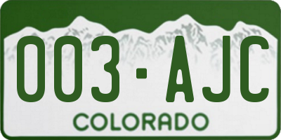 CO license plate 003AJC