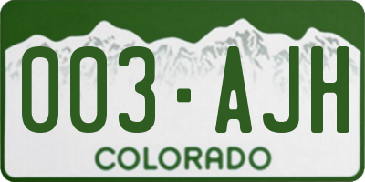 CO license plate 003AJH