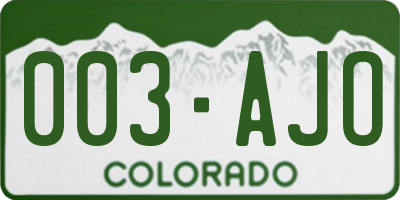 CO license plate 003AJO