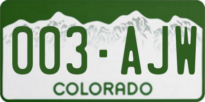 CO license plate 003AJW