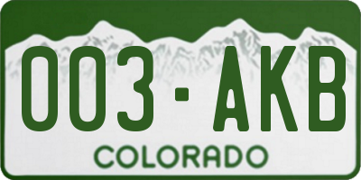 CO license plate 003AKB