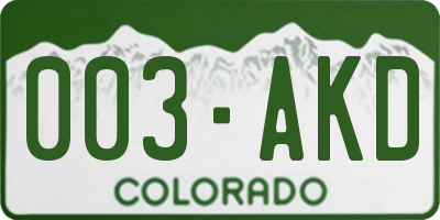 CO license plate 003AKD