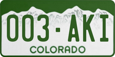 CO license plate 003AKI