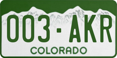 CO license plate 003AKR