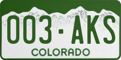 CO license plate 003AKS