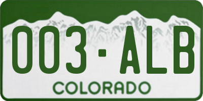 CO license plate 003ALB