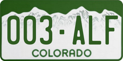 CO license plate 003ALF