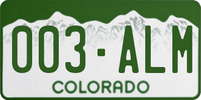 CO license plate 003ALM