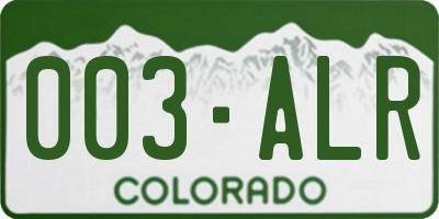 CO license plate 003ALR