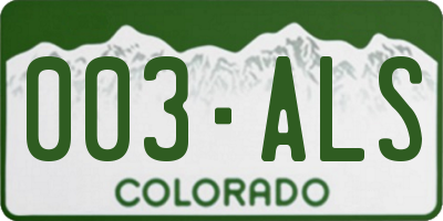 CO license plate 003ALS