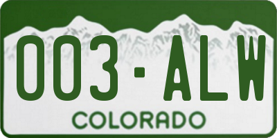 CO license plate 003ALW