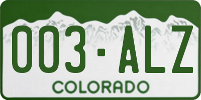 CO license plate 003ALZ