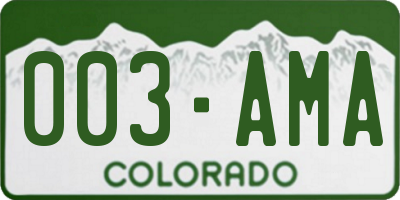 CO license plate 003AMA