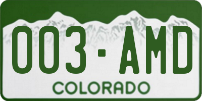 CO license plate 003AMD