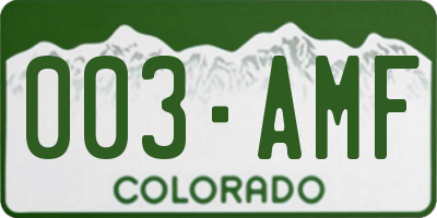 CO license plate 003AMF