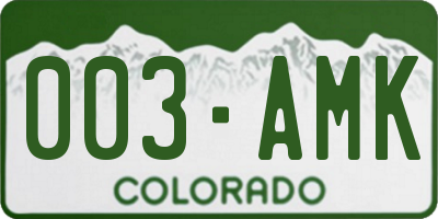 CO license plate 003AMK