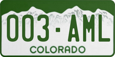 CO license plate 003AML