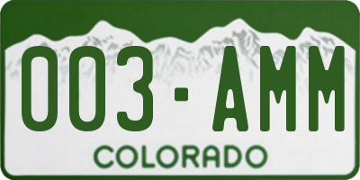 CO license plate 003AMM