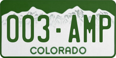 CO license plate 003AMP