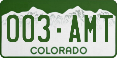 CO license plate 003AMT