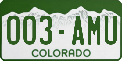 CO license plate 003AMU