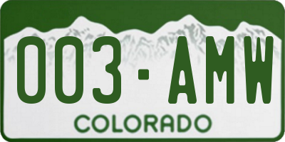 CO license plate 003AMW