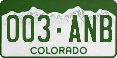CO license plate 003ANB