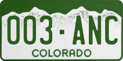 CO license plate 003ANC