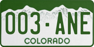 CO license plate 003ANE