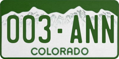CO license plate 003ANN