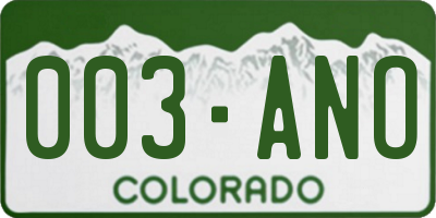 CO license plate 003ANO