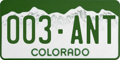 CO license plate 003ANT